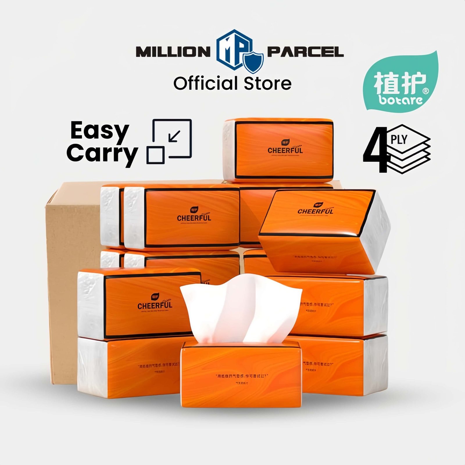 Botare Facial Tissue | Cheerful Tissue Paper | Tissue Pack | Soft Pack | Skin Friendly 4ply x 36 pack