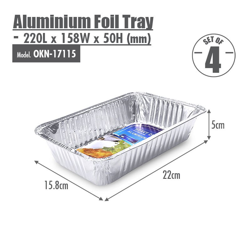 OKN-17115-HOUZEtemplate Aluminium Foil Tray (Set of 4) - 220x158x50mm